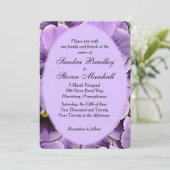 Paars Pansy Wedding Invitation Kaart (Staand voorkant)