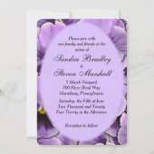 Paars Pansy Wedding Invitation Kaart (Voorkant)
