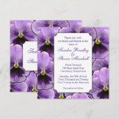 Paars Pansy Wedding Invitation Kaart (Voorkant / Achterkant)