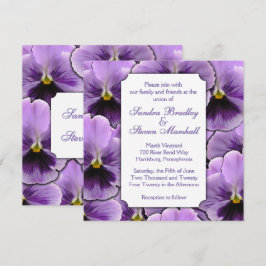 Paars Pansy Wedding Invitation Kaart