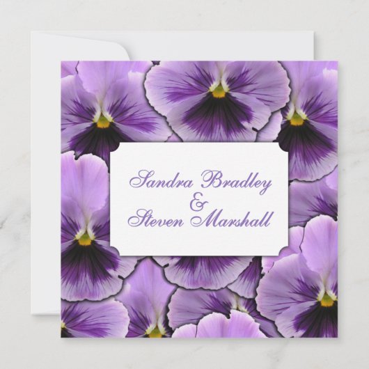 Paars Pansy Wedding Invitation Kaart (Achterkant)