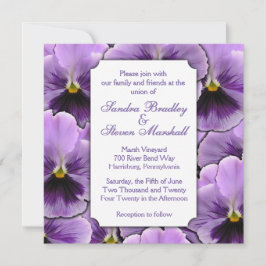 Paars Pansy Wedding Invitation Kaart