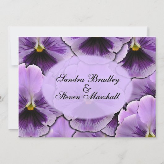 Paars Pansy Wedding Invitation Kaart (Achterkant)