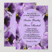 Paars Pansy Wedding Invitation Kaart (Voorkant / Achterkant)