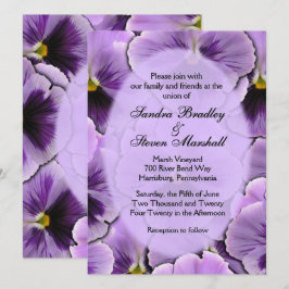 Paars Pansy Wedding Invitation Kaart