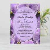 Paars Pansy Wedding Invitation Kaart (Staand voorkant)