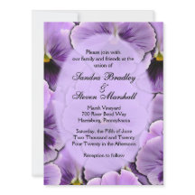 Paars Pansy Wedding Invitation
