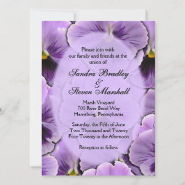 Paars Pansy Wedding Invitation Kaart