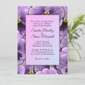 Paars Pansy Wedding Invitation Kaart (Staand voorkant)