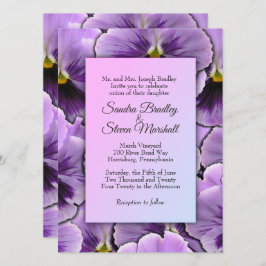 Paars Pansy Wedding Invitation Kaart