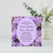 Paars Pansy Wedding Invitation Kaart (Staand voorkant)