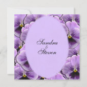 Paars Pansy Wedding Invitation Kaart (Achterkant)