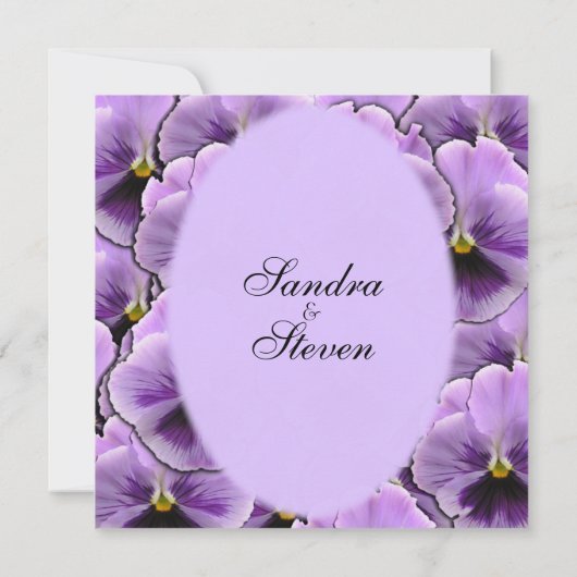 Paars Pansy Wedding Invitation Kaart (Achterkant)