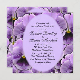 Paars Pansy Wedding Invitation Kaart