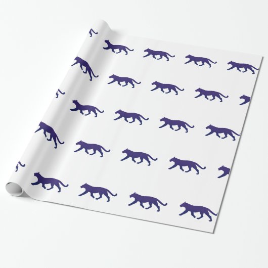 Paars panthersilhouet - Kies achtergrondkleur Cadeaupapier (Uitgerold)