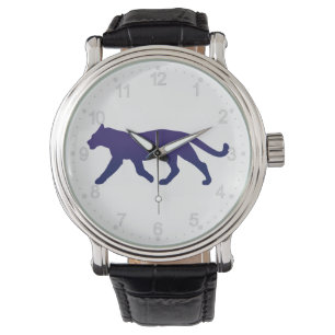 Paars panthersilhouet - Kies achtergrondkleur Horloge