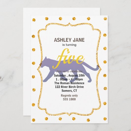 Paars panthersilhouet - Kies achtergrondkleur Kaart (Voorkant / Achterkant)