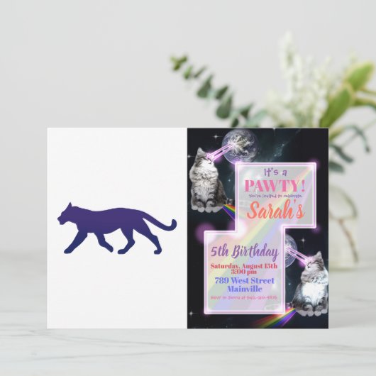 Paars panthersilhouet - Kies achtergrondkleur Kaart (Staand voorkant)