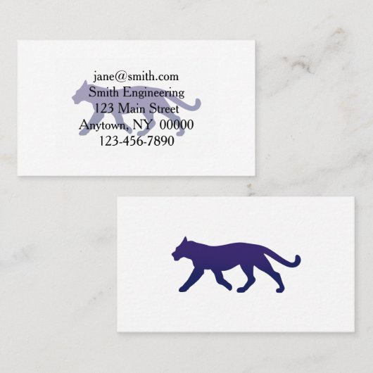Paars panthersilhouet - Kies achtergrondkleur Visitekaartje (Voorkant / Achterkant)