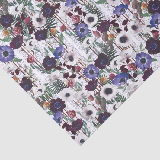 Paars Papaver Veld Victoriaans Geïnspireerd Tissue Tissuepapier (Detail)