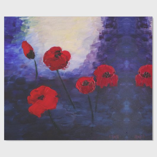 Paars papier voor rode papaver (Vlak)