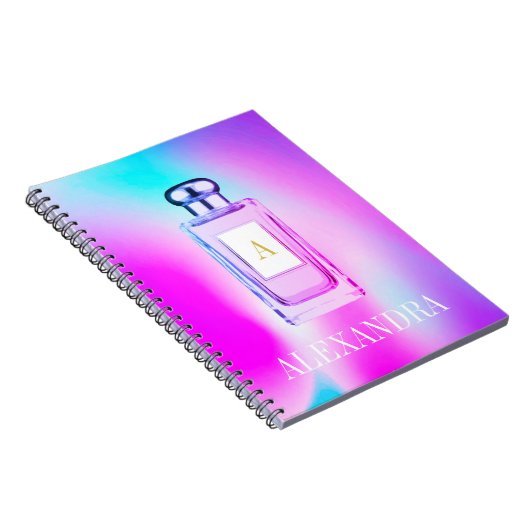 Paars parfumflesje Chic Monogram persoonlijk Notitieboek (Rechterzijde)