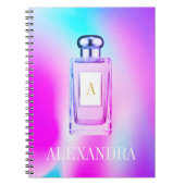 Paars parfumflesje Chic Monogram persoonlijk Notitieboek (Voorkant)