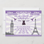 Paars Paris Bridal Shower Invitations Kaart (Voorkant)