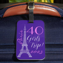 Paars Paris Eiffel Tower 40th Birthday Girls Trip