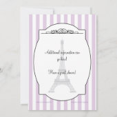 Paars Paris Theme Baby shower Uitnodiging (Achterkant)