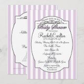 Paars Paris Theme Baby shower Uitnodiging (Voorkant / Achterkant)