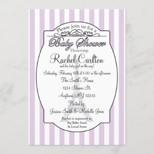 Paars Paris Theme Baby shower Uitnodiging