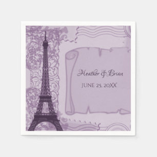 Paars-Parisian Wedding Paper Napkins Servet