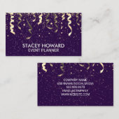 Paars | Party Popper en Confetti Visitekaartje (Voorkant / Achterkant)