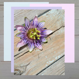 Paars Passiflora Bloem Verwarmd Houtpapier