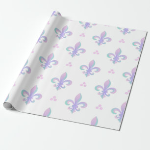Paars pastel fleur de lis pattern cadeaupapier