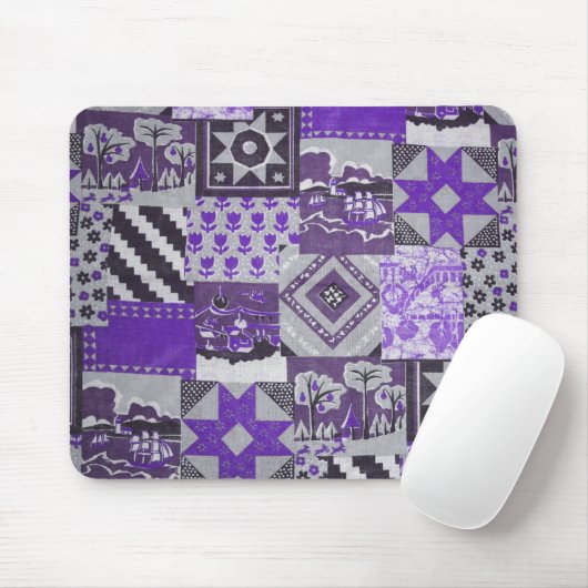 Paars Patchwork Mousepad Muismat (Met muis)