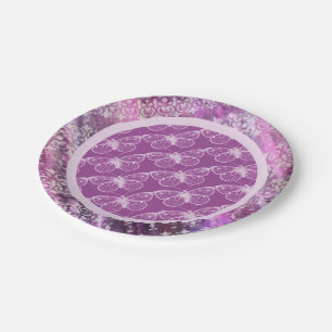 Paars Patina: Butterflies Papieren Bordje