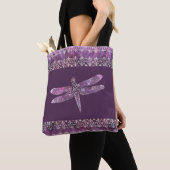 Paars Patina: Dragonfly Filigree Tote Bag (Dichtbij)