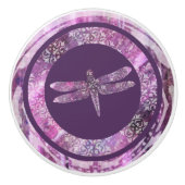 Paars Patina: Dragonfly Keramische Knop (Voorkant)