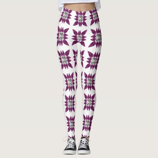 Paars patroon leggings (Voorkant)