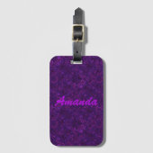 Paars patroon, paarse confetti bagagelabel (Voorkant (verticaal))
