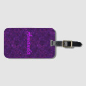 Paars patroon, paarse confetti bagagelabel (Voorkant (horizontaal))