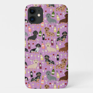 Paars patroon van dachshund-wijn Case-Mate iPhone case