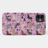 Paars patroon van dachshund-wijn Case-Mate iPhone case (Achterkant (horizontaal))