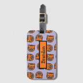 Paars patroon van de rode tijgerkop bagagelabel (Voorkant (verticaal))