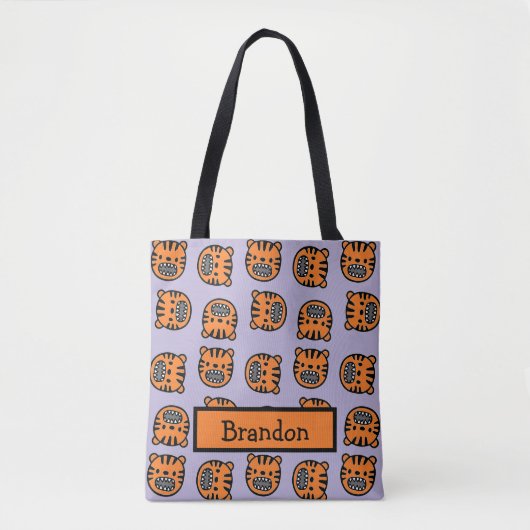 Paars patroon van de rode tijgerkop tote bag (Voorkant)