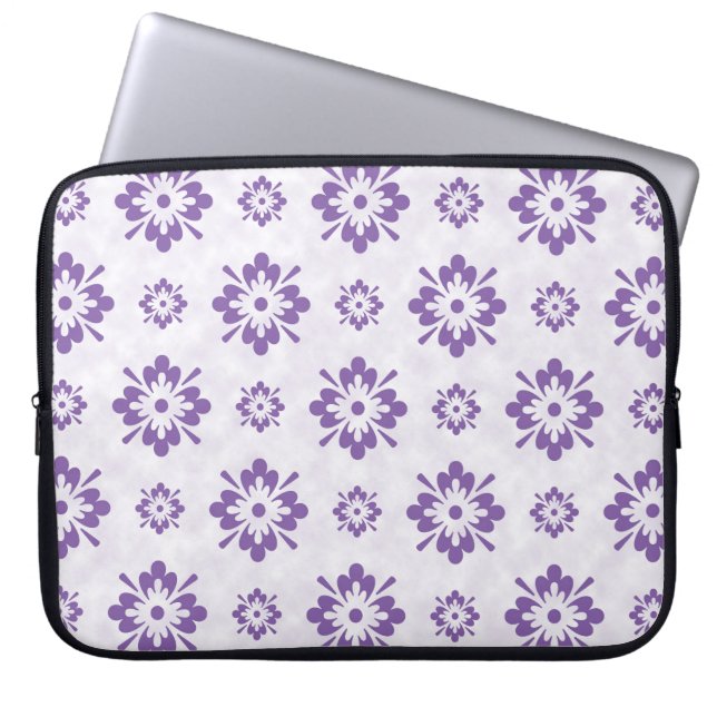 Paars patroon van florale kunst laptop sleeve (Voorkant)
