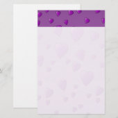 Paars patroon van liefdesharten. briefpapier (Voorkant / Achterkant)