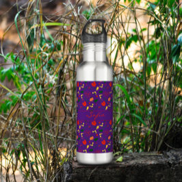 Paars patroon wildbloemen rode papaver waterfles 